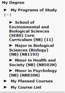 Screenshot of My Programs of Study in Degree Navigator.