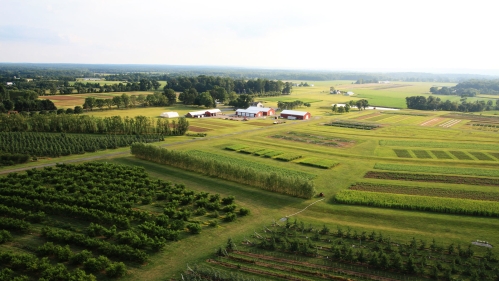 An aerial view of Snyder Farm.