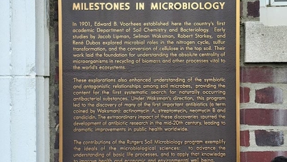 American Society for Microbiology 'Milestones in Microbiology' plaque.