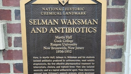 National Historic Chemical Landmark plaque: Selman Waksman and Antibiotics'.