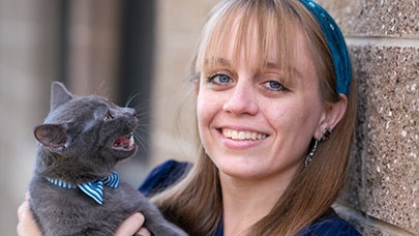 Nora Jean Nealon holding a cat.