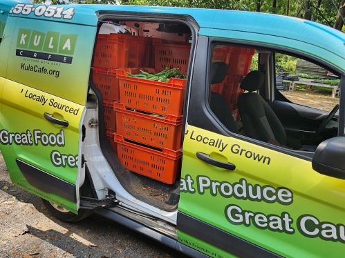 A minivan filled with local produce.