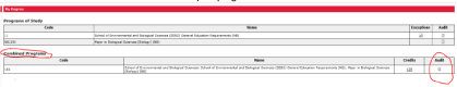 Screenshot of Audit Checkbox in Degree Navigator.